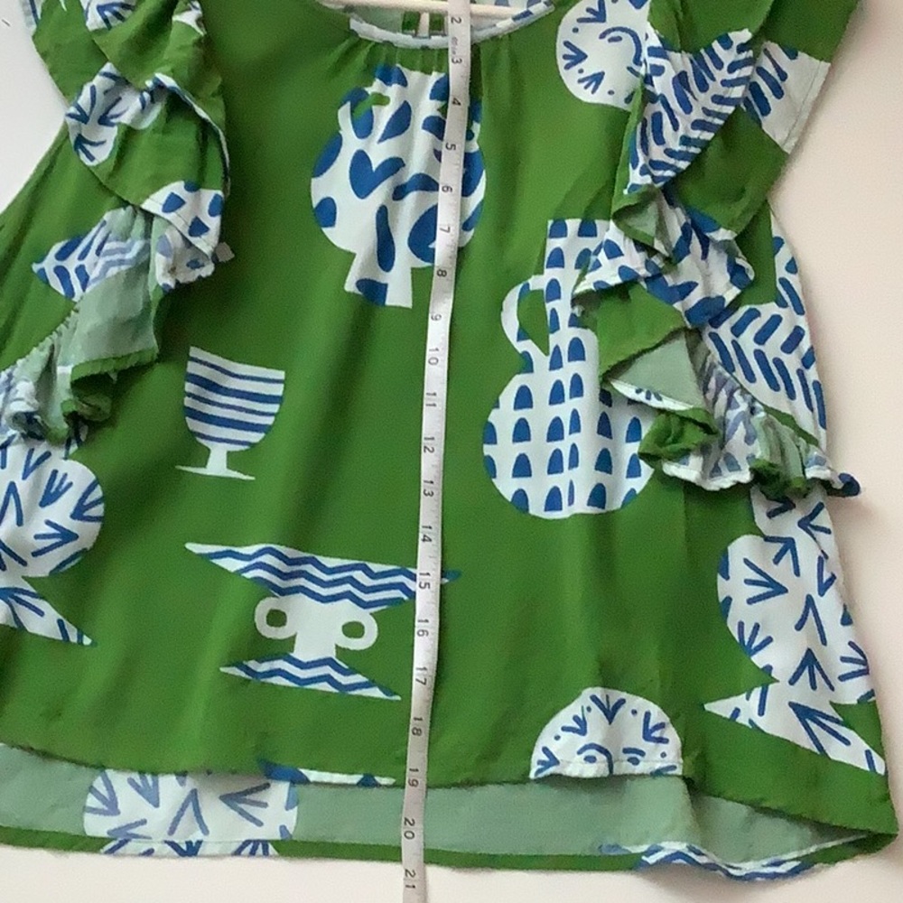 Green and Blue Patterned Top XL